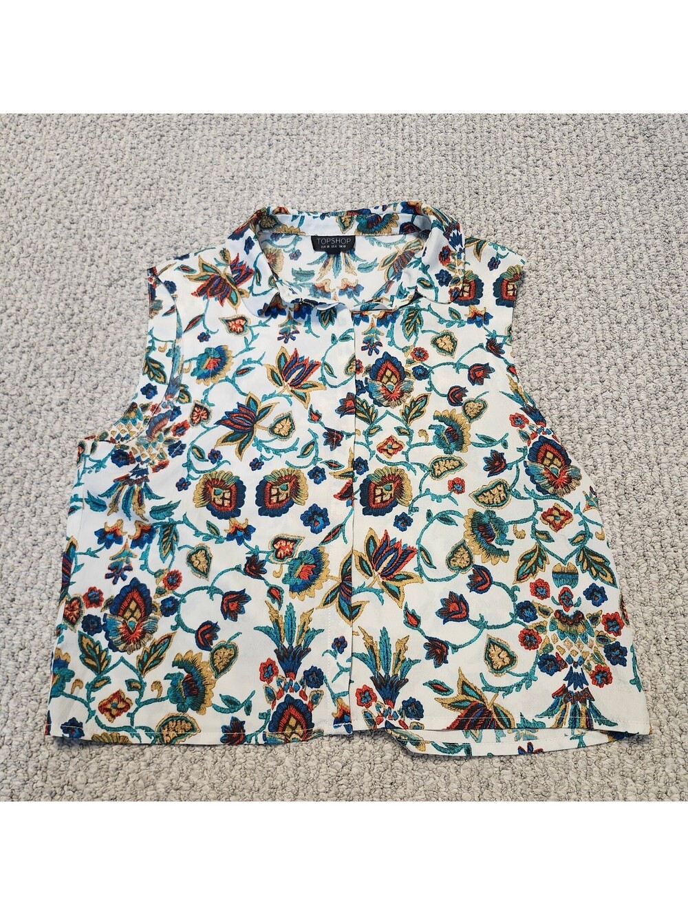 Topshop Sleeveless Floral Button-Up Blouse Size US 6